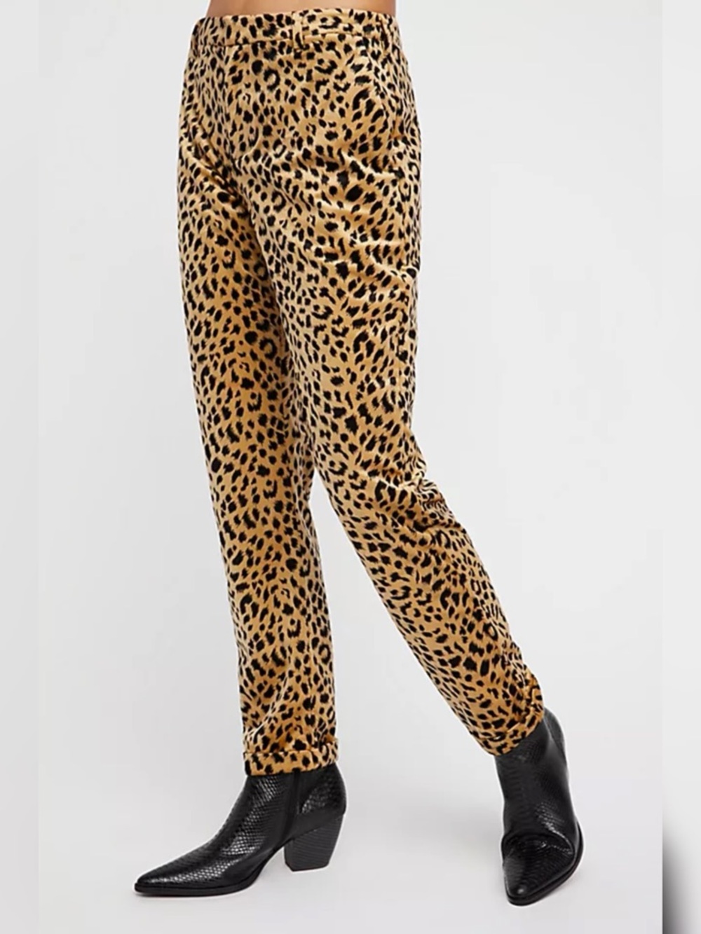 Scotch & Soda Leopard Velvet Pants Tan Black Size Small